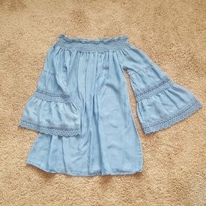 Rue 21, shoulders off summer denim dress.
